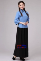 Голубая хлопковая длинная юбка на один день