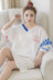 2018 mùa hè ngắn tay Hàn Quốc ngọt ngào dễ thương công chúa nightdress nữ lỏng thời trang giản dị mỏng đồ ngủ dịch vụ nhà Đêm đầm