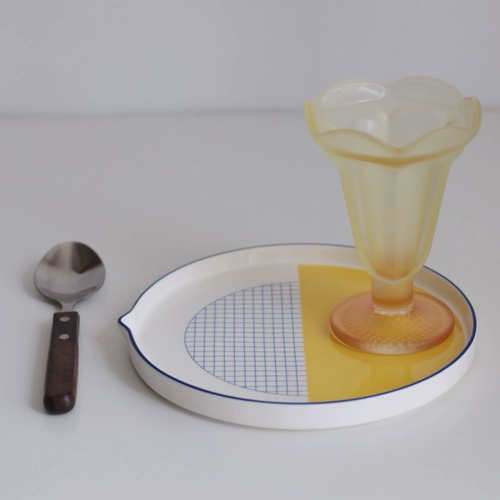 [Mengtian Liangpin] Creative INS Classic Yellow Blue Launcher Ceramics Plate/Light Food Postering Artifact
