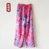 Bông lụa quần pajama nữ mùa hè cộng với phân bón để tăng trung và cũ tuổi của phụ nữ quần ngủ cotton tháng quần có thể được thông qua trên cotton lụa nhà quần quần ống suông nữ Quần tây