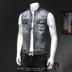 Đầu máy Harley đứng cổ áo vest nam thời trang châu Âu và Mỹ cỡ lớn cưỡi vest ngoài trời denim vest mỏng shop thời trang nam Cao bồi