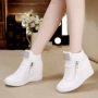Mùa xuân và mùa thu Phiên bản Hàn Quốc của sự gia tăng vô hình trong giày của phụ nữ Giày cao gót cao 8cm giày thể thao cao cổ nữ Converse