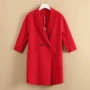 Sê-ri ● giảm giá mùa đông nữ 2018 áo khoác len mới màu đỏ hai mặt nữ áo khoác dài hàn quốc