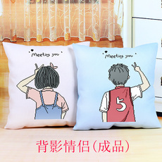 Готовая вышивка крестом 十字绣抱枕成品手工简单绣卡通动漫可爱结婚情侣一对汽车沙发靠垫