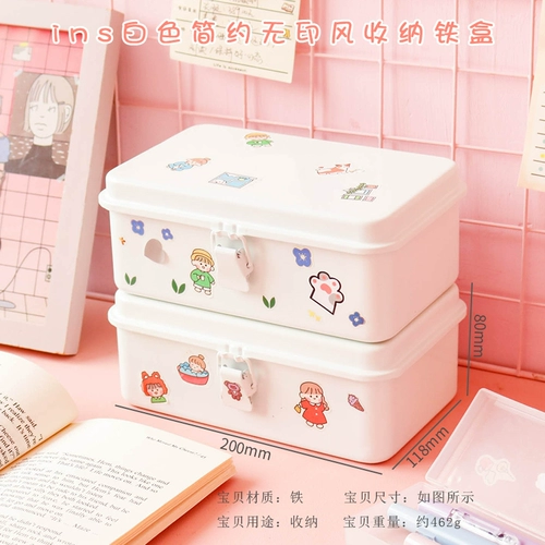 Брендовая настольная жестяная коробка, канцтовары, коробка для хранения, печать, лента, ящик для хранения, Южная Корея