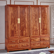 Шкаф 红木衣柜刺猬紫檀花梨木大衣柜卧室顶箱柜实木新中式衣橱四门衣柜