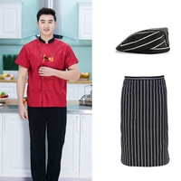 Красный фартук, шапка, короткий рукав