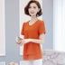 Lỏng t- shirt phụ nữ sang trọng ngắn tay cơ sở kích thước lớn áo sơ mi nhỏ trong phần dài của phiên bản Hàn Quốc của trang bìa bụng hoang dã chiffon quần áo áo phông trơn Áo phông