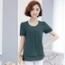 Lỏng t- shirt phụ nữ sang trọng ngắn tay cơ sở kích thước lớn áo sơ mi nhỏ trong phần dài của phiên bản Hàn Quốc của trang bìa bụng hoang dã chiffon quần áo áo phông trơn Áo phông