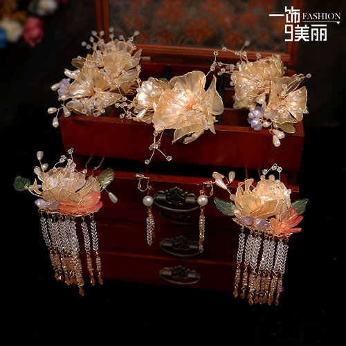 Аксессуар для волос ручной работы для невесты, классический комплект, ханьфу, китайский стиль