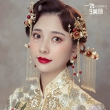 Классический аксессуар для волос для невесты, комплект с кисточками, золотое ханьфу, китайский стиль