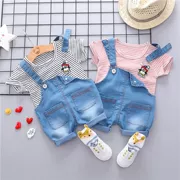 Quần yếm ngắn tay mùa hè cho bé trai Quần áo trẻ em trẻ em nước ngoài Quần áo bé gái mùa hè 0-1-2 tuổi 3 thủy triều - Khác