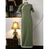 Zm959 Spring / Summer Siangyun Yaei Cheongsam Paper New 40mmi One -Piece без опытного рисунка с низкой щелью.