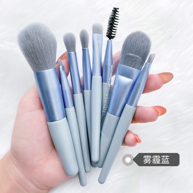 8 Pieces Of Haze Blueins8 branch Cosmetic brush suit beginner Super soft major blusher brush Eye shadow brush Sleeve brush modify one's face through surgery Foundation Brush