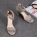 Giày đế xuồng đế xuồng đế dày một dòng mới của Mỹ có khóa kéo phía sau thời trang cao gót sandal cỡ lớn nữ - Sandal