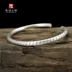 Nanxu Craftsman Bạc Solid Silver 999 Prajna Hearts Sterling Silver Bracelet Đóng cửa Vintage Matte Heart Bạc Bracelet vòng gỗ Vòng đeo tay Cuff