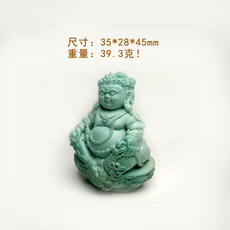 Украшения на шею 天然原矿无优化绿松石立体黄财神吊坠项坠大黑天本命佛雕件摆件