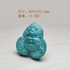 Украшения на шею 天然原矿玉化绿松石黄财神项坠黑天观音吊坠挂坠雕件把件特色精品