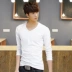 2017 mùa thu người đàn ông mới của dài tay t-shirt nam phần mỏng cổ tròn màu rắn thanh niên mùa thu quần áo Hàn Quốc phiên bản của bông đáy áo