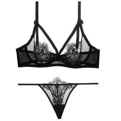 未满 性感内衣丁字裤套装带钢圈蕾丝法式文胸黑色情趣透视胸罩-淘宝网 未满 性感内衣丁字裤套装带钢圈蕾丝法式文胸黑色情趣透视胸罩-淘宝网