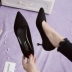 Mùa xuân Hàn Quốc phiên bản mới của giày da lộn mũi nhọn nữ giày cao gót đế cao siêu cao với miệng nông đặt chân thấp giày nữ Giày cắt thấp