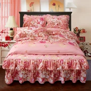 Khăn trải giường bằng vải cotton trải giường bốn bộ dày chống trượt Simmons bảo vệ giường 1,5m1,8 m 2.0 bốn mảnh