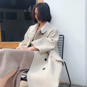 Áo khoác dài nữ vừa phải phiên bản mới của Hàn Quốc phiên bản rộng rộng là khí chất mỏng đôi ngực áo len nhỏ nữ
