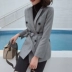 Phù hợp với nữ áo khoác 2018 mùa thu Anh mỏng khí eo vành đai Hàn Quốc áo khoác đôi ngực màu xám nhỏ phù hợp với