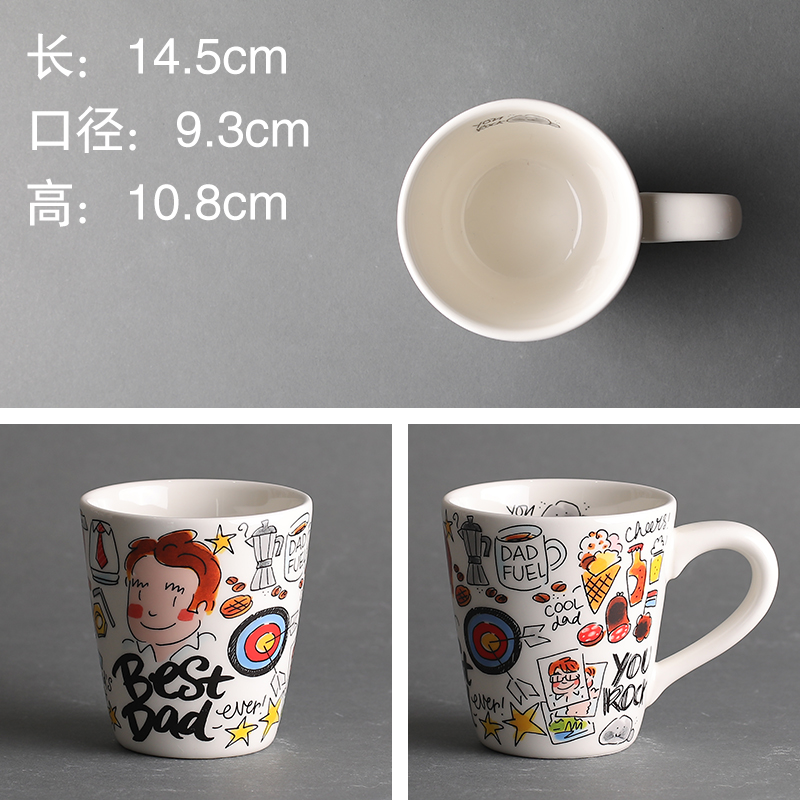 Best Dad MediumBLOND ceramics tableware Netherlands ma'am household Large medium , please Mug Hand painted bitter cups Capping cup coffee cup cover