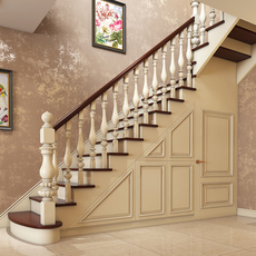 Лестница 实木楼梯定制 整体实木楼梯带储物柜原木扶手栏杆定做成都别墅l型