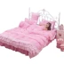 Váy cotton hàn quốc màu hồng cotton bốn mảnh công chúa gió 1,8 m 2.0m giường đôi cung cấp lanh bộ ra nệm Bộ đồ giường bốn mảnh