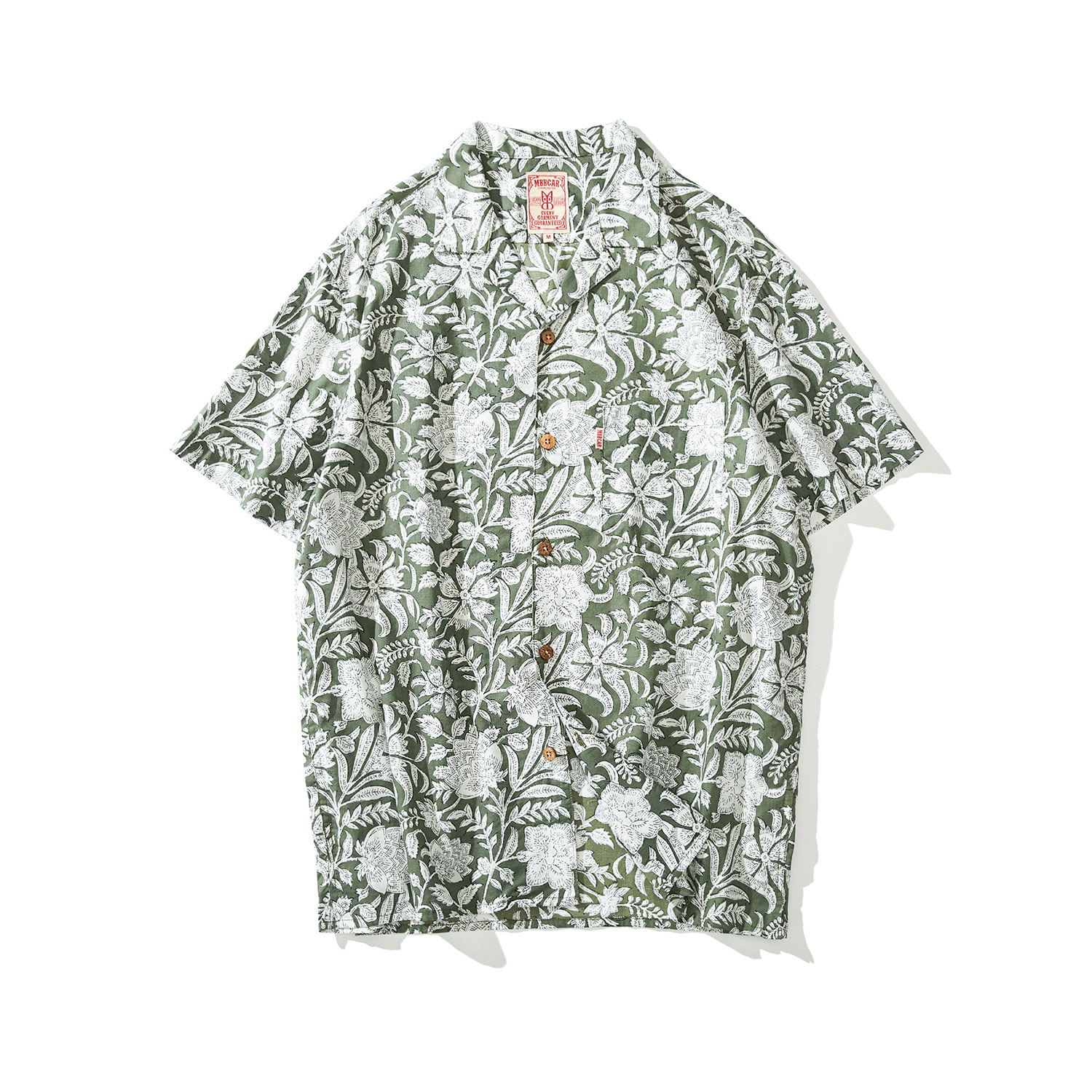 Green 9103literature Retro  MBBCAR Original design American style leisure time Amekaji Hawaii Short sleeve shirt