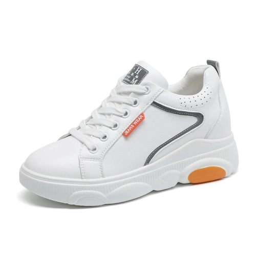 Белая обувь на платформе, спортивные высокие туфли для отдыха, осенняя, тренд сезона, из натуральной кожи, подходит для подростков