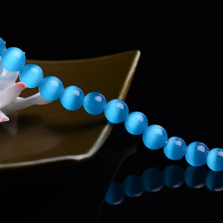 5a湖蓝猫眼 蓝猫眼散珠 猫眼/虎眼 diy水晶饰品配件 diy手串批发