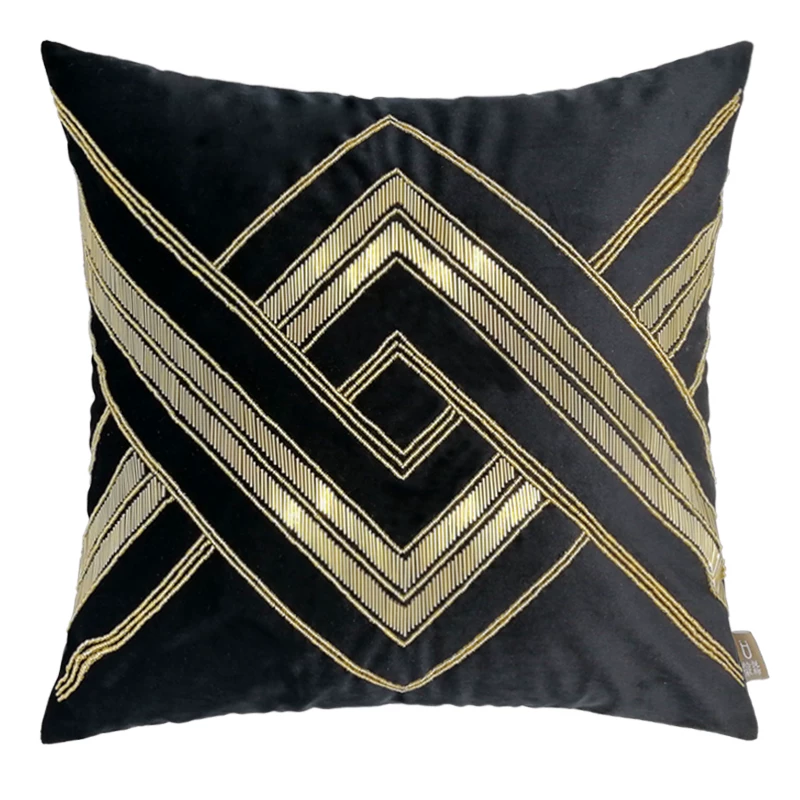 Geometric beads, black pillow handmade, style
