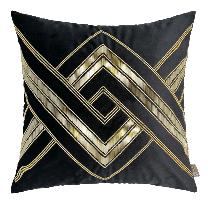 Geometric beads, black pillow handmade, style