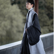 китайский костюм 执月新款明制现货比甲日常汉服长袍长褂暗纹纱背心搭道袍贴里长衫