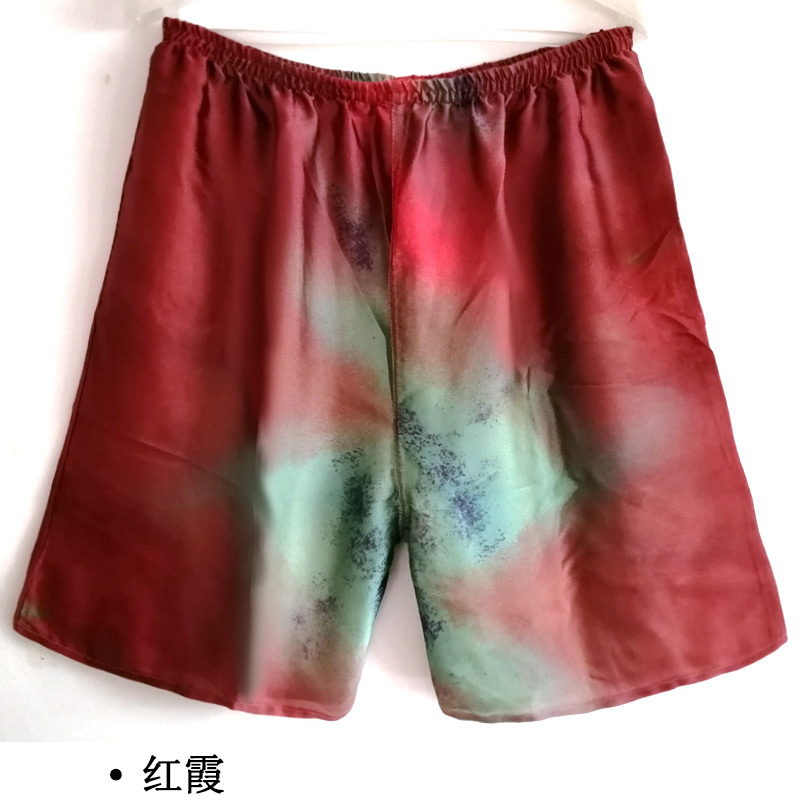 Red Clouds At Sunrise And Sunsetreal silk shorts male summer Thin Pyjamas female Home Furnishing Half pants easy mulberry silk flower Beach pants Big size Large underpants