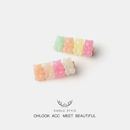 Милая заколка для волос, брендовый аксессуар для волос, японские и корейские, с медвежатами