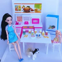 Búp bê Barbie 30cm Yangjia phụ kiện nhà đồ nội thất nhà bếp kết hợp cô gái trẻ em chơi đồ chơi bộ đồ chơi búp bê và phụ kiện