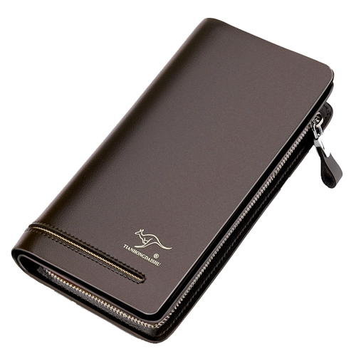 Кожаный бумажник, длинный кошелек, сумка с петлей на руку для отдыха, из натуральной кожи, воловья кожа, бизнес-версия