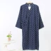 Của nam giới áo ngủ ngắn tay cotton áo choàng tắm mùa xuân và mùa hè phần dài kimono Nhật Bản Han bông gạc đôi bông và linen đồ ngủ đôi Night Robe