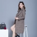 Áo len cashmere một mặt cho phụ nữ trung niên áo gió áo lưới vuông nhỏ trung và áo khoác dài - Trung bình và dài Coat áo gió nữ Trung bình và dài Coat