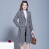 Áo len cashmere một mặt cho phụ nữ trung niên áo gió áo lưới vuông nhỏ trung và áo khoác dài - Trung bình và dài Coat