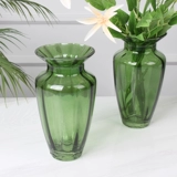 Цветная маленькая ваза прозрачная стеклянная гидропонная богатая бамбуковая зеленая полоса