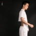 {古 阿 新} Trung Quốc phong cách Trung Quốc tạp dề đáy bông ngọc bích khóa nút kích thước lớn người đàn ông cá tính ban đầu áo sơ mi sơ mi họa tiết Áo