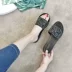 2018 mùa hè dép mới giày của phụ nữ phẳng với cao su thạch lấp lánh từ dép và dép ngoài trời bãi biển kéo nở