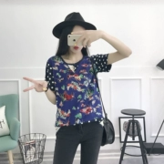 BB-5 Giá Trị Mới Tươi và Ngọt Ngào Cao Đẳng Gió Động Vật Phim Hoạt Hình In Polka Dot Loose Ngắn Tay Áo Bông T-Shirt 152