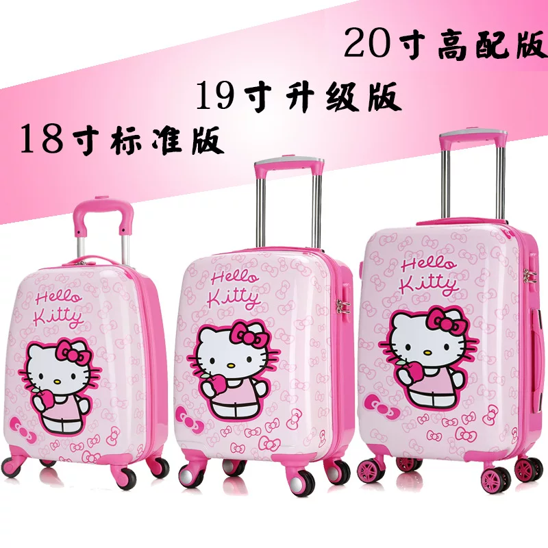 Hello kitty, мультяшный фуксия милый чемодан, 18 дюймов