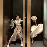 Летняя длинная тонкая юбка, 2019, средней длины, высокая талия, А-силуэт